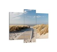 Lienzos decorativos 130x100cm Cuadro Sobre Lienzo Moderno Playa mar pasarela orilla Grande Dormitorio Cuadros Pared Imágenes Tríptico 3 Piezas Cuadros Decoracion Salon Wall Art Prints CB130x100-2657