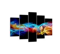 Lienzos decorativos 150x100cm Cuadro Sobre Lienzo Moderno Abstracto aire colorido figura Grande XXL Dormitorio Cuadros Pared Tríptico 5 Piezas Cuadros Decoracion Salon Wall Art Prints EA150x100-2171