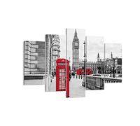 Lienzos decorativos 150x100cm Cuadro Sobre Lienzo Moderno Cobertizo Teléfono Londres Grande XXL Dormitorio Cuadros Pared Tríptico 5 Piezas Cuadros Decoracion Salon Wall Art Prints EA150x100-4326