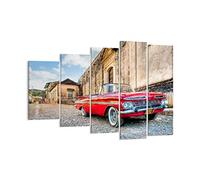 Lienzos decorativos 150x100cm Cuadro Sobre Lienzo Moderno Coche clásico cuba chevrolet Grande XXL Dormitorio Cuadros Pared Tríptico 5 Piezas Cuadros Decoracion Salon Wall Art Prints EG150x100-0506