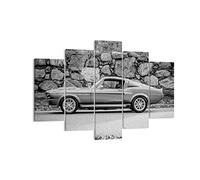 Lienzos decorativos 150x100cm Cuadro Sobre Lienzo Moderno Coche Vado Mustango Grande XXL Dormitorio Cuadros Pared Imágenes Tríptico 5 Piezas Cuadros Decoracion Salon Wall Art Prints EA150x100-5011