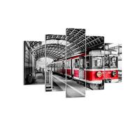 Lienzos decorativos 150x100cm Cuadro Sobre Lienzo Moderno Ferrocarril estación tren transporte Grande Dormitorio Cuadros Pared Tríptico 5 Piezas Cuadros Decoracion Salon Wall Art EA150x100-2558