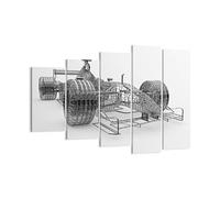 Lienzos decorativos 150x100cm Cuadro Sobre Lienzo Moderno Gráficos deportes coche diseño Grande XXL Dormitorio Cuadros Pared Tríptico 5 Piezas Cuadros Decoracion Salon Wall Art Prints EG150x100-2393