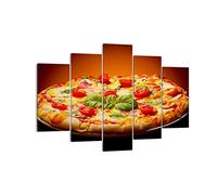 Lienzos decorativos 150x100cm Cuadro Sobre Lienzo Moderno Italia pizza tradición comida Grande XXL Dormitorio Cuadros Pared Tríptico 5 Piezas Cuadros Decoracion Salon Wall Art Prints EA150x100-2717