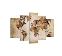 Lienzos decorativos 150x100cm Cuadro Sobre Lienzo Moderno mapa mundo moderno Grande XXL Dormitorio Cuadros Pared Imágenes Tríptico 5 Piezas Cuadros Decoracion Salon Wall Art Prints EA150x100-3590