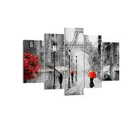 Lienzos decorativos 150x100cm Cuadro Sobre Lienzo Moderno Paris ciudad hogar Grande XXL Dormitorio Cuadros Pared Imágenes Tríptico 5 Piezas Cuadros Decoracion Salon Wall Art Prints EA150x100-3942