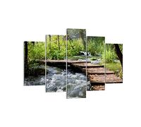 Lienzos decorativos 150x100cm Cuadro Sobre Lienzo Moderno Parque naturaleza verde árboles Grande XXL Dormitorio Cuadros Pared Tríptico 5 Piezas Cuadros Decoracion Salon Wall Art Prints EA150x100-0356