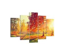 Lienzos decorativos 150x100cm Cuadro Sobre Lienzo Moderno parque otoño árbol Grande XXL Dormitorio Cuadros Pared Imágenes Tríptico 5 Piezas Cuadros Decoracion Salon Wall Art Prints EA150x100-3654