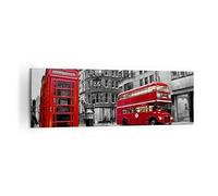 Lienzos decorativos 160x50cm Cuadro Sobre Lienzo Moderno Autobús Teléfono Calle Grande XXL Dormitorio Cocina Cuadros Pared Imágenes Cuadros Decoracion Salon Wall Art Prints Decor Canvas AB160x50-2674
