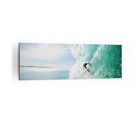 Lienzos decorativos 160x50cm Cuadro Sobre Lienzo Moderno Aventura surfista ola océano Grande XXL Dormitorio Cocina Cuadros Pared Imágenes Cuadros Decoracion Salon Wall Art Prints Decor AB160x50-2541