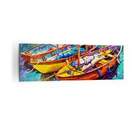 Lienzos decorativos 160x50cm Cuadro Sobre Lienzo Moderno Barcos colorido la pesca el agua Grande XXL Dormitorio Cuadros Pared Imágenes Cuadros Decoracion Salon Wall Art Prints Decor AB160x50-2858