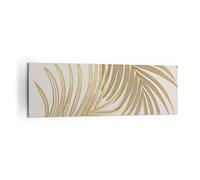 Lienzos decorativos 160x50cm Cuadro Sobre Lienzo Moderno Dorado Hojas Palmeras Grande XXL Dormitorio Cocina Cuadros Pared Imágenes Cuadros Decoracion Salon Wall Art Prints Decor Canvas AB160x50-4738
