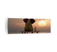 Lienzos decorativos 160x50cm Cuadro Sobre Lienzo Moderno elefante orilla mar Grande XXL Dormitorio Cocina Cuadros Pared Imágenes Cuadros Decoracion Salon Wall Art Prints Decor Canvas AB160x50-3555