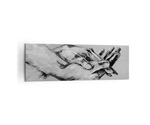 Lienzos decorativos 160x50cm Cuadro Sobre Lienzo Moderno Escrito A Mano Manos Blanco Y Negro Grande XXL Dormitorio Cuadros Pared Imágenes Cuadros Decoracion Salon Wall Art Prints Decor AB160x50-4566