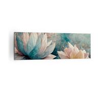 Lienzos decorativos 160x50cm Cuadro Sobre Lienzo Moderno Flores Arte Deco Loto Grande XXL Dormitorio Cocina Cuadros Pared Imágenes Cuadros Decoracion Salon Wall Art Prints Decor Canvas AB160x50-5976
