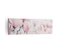 Lienzos decorativos 160x50cm Cuadro Sobre Lienzo Moderno Magnolia Flores Rosa Grande XXL Dormitorio Cocina Cuadros Pared Imágenes Cuadros Decoracion Salon Wall Art Prints Decor Canvas AB160x50-4396
