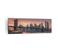 Lienzos decorativos 160x50cm Cuadro Sobre Lienzo Moderno Nuevo york puente noche Grande XXL Dormitorio Cocina Cuadros Pared Imágenes Cuadros Decoracion Salon Wall Art Prints Decor AB160x50-4048