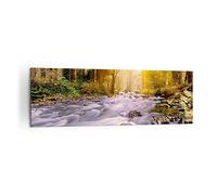 Lienzos decorativos 160x50cm Cuadro Sobre Lienzo Moderno Otoño bosque montaña río Grande XXL Dormitorio Cocina Cuadros Pared Imágenes Cuadros Decoracion Salon Wall Art Prints Decor AB160x50-0504