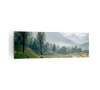 Lienzos decorativos 160x50cm Cuadro Sobre Lienzo Moderno Paisaje De Montaña Río Bosque Grande XXL Dormitorio Cocina Cuadros Pared Imágenes Cuadros Decoracion Salon Wall Art Prints Decor AB160x50-5333
