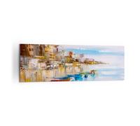 Lienzos decorativos 160x50cm Cuadro Sobre Lienzo Moderno Paisaje Puerto Playa Grande XXL Dormitorio Cocina Cuadros Pared Imágenes Cuadros Decoracion Salon Wall Art Prints Decor Canvas AB160x50-5944