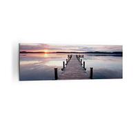 Lienzos decorativos 160x50cm Cuadro Sobre Lienzo Moderno Pasarela lago puesta de sol noche Grande XXL Dormitorio Cuadros Pared Imágenes Cuadros Decoracion Salon Wall Art Prints Decor AB160x50-2635