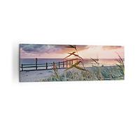 Lienzos decorativos 160x50cm Cuadro Sobre Lienzo Moderno Playa Hierba Horizonte Grande XXL Dormitorio Cocina Cuadros Pared Imágenes Cuadros Decoracion Salon Wall Art Prints Decor Canvas AB160x50-4625