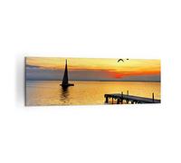 Lienzos decorativos 160x50cm Cuadro Sobre Lienzo Moderno Playa paisaje agua puente Grande XXL Dormitorio Cocina Cuadros Pared Imágenes Cuadros Decoracion Salon Wall Art Prints Decor AB160x50-2535