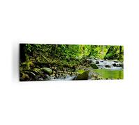 Lienzos decorativos 160x50cm Cuadro Sobre Lienzo Moderno Stream Bosque Naturaleza Grande XXL Dormitorio Cocina Cuadros Pared Imágenes Cuadros Decoracion Salon Wall Art Prints Decor AB160x50-0174