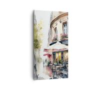 Lienzos decorativos 55x100cm Cuadro Sobre Lienzo Moderno Vertical Cafetería París Acuarela Grande Dormitorio Cocina Cuadros Pared Imágenes Cuadros Decoracion Salon Wall Art Prints Decor PA55x100-6177