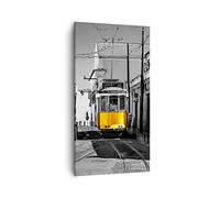 Lienzos decorativos 55x100cm Cuadro Sobre Lienzo Moderno Vertical Tranvía Portugal Lisboa Grande Dormitorio Cocina Cuadros Pared Imágenes Cuadros Decoracion Salon Wall Art Prints Decor PA55x100-4977