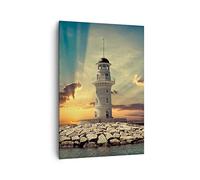 Lienzos decorativos 70x100cm Cuadro Sobre Lienzo Moderno Vertical Faro agua mar piedras Grande Dormitorio Cocina Cuadros Pared Imágenes Cuadros Decoracion Salon Wall Art Prints Decor PA70x100-2895