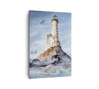 Lienzos decorativos 70x100cm Cuadro Sobre Lienzo Moderno Vertical Faro Mar Gaviota Grande Dormitorio Cocina Cuadros Pared Imágenes Cuadros Decoracion Salon Wall Art Prints Decor Canvas PA70x100-6073