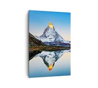 Lienzos decorativos 70x100cm Cuadro Sobre Lienzo Moderno Vertical Montañas Pico Matterhorn Grande Dormitorio Cocina Cuadros Pared Imágenes Cuadros Decoracion Salon Wall Art Prints Decor PA70x100-5178