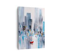 Lienzos decorativos 70x100cm Cuadro Sobre Lienzo Moderno Vertical Nueva York Edificios Bote Grande Dormitorio Cuadros Pared Imágenes Cuadros Decoracion Salon Wall Art Prints Decor PA70x100-6224