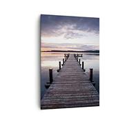 Lienzos decorativos 70x100cm Cuadro Sobre Lienzo Moderno Vertical Pasarela lago puesta de sol noche Grande Dormitorio Cuadros Pared Imágenes Cuadros Decoracion Salon Wall Art Prints PA70x100-2635