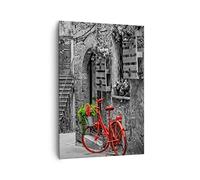Lienzos decorativos 70x100cm Cuadro Sobre Lienzo Moderno Vertical rojo bicicleta avenida Grande Dormitorio Cocina Cuadros Pared Imágenes Cuadros Decoracion Salon Wall Art Prints Decor PA70x100-4410