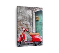 Lienzos decorativos 70x100cm Cuadro Sobre Lienzo Moderno Vertical Scooter transporte italia retro Grande Dormitorio Cuadros Pared Imágenes Cuadros Decoracion Salon Wall Art Prints Decor PA70x100-2571