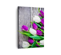 Lienzos decorativos 70x100cm Cuadro Sobre Lienzo Moderno Vertical Tulipanes madera ramo flores Grande Dormitorio Cuadros Pared Imágenes Cuadros Decoracion Salon Wall Art Prints Decor PA70x100-2833