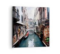 Lienzos decorativos 70x70cm Cuadro Sobre Lienzo Moderno Barco puente turismo venecia Grande Dormitorio Cocina Cuadros Pared Imágenes Cuadros Decoracion Salon Wall Art Prints Decor Canvas AC70x70-2157