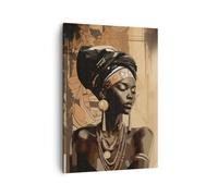 Lienzos decorativos Afroamericano Mujer Retrato Cuadro Sobre Lienzo Moderno Vertical 50x70cm Cuadros Decoracion Salon Dormitorio Cocina Cuadros Pared Imágenes Wall Art Prints Decor PA50x70-6211