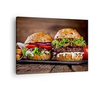 Lienzos decorativos Americano hamburguesa comida barbacoa Cuadro Sobre Lienzo Moderno 70x50cm Cuadros Decoracion Salon Dormitorio Cocina Cuadros Pared Imágenes Wall Art Prints Decor AA70x50-2869
