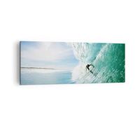 Lienzos decorativos Aventura surfista ola océano Cuadro Sobre Lienzo Moderno 140x50cm Cuadros Decoracion Salon Dormitorio Cocina Cuadros Pared Imágenes Grande XXL Wall Art Prints Decor AB140x50-2541