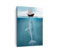 Lienzos decorativos Ballena Velero Océano Cuadro Sobre Lienzo Moderno Vertical 50x70cm Cuadros Decoracion Salon Dormitorio Cocina Cuadros Pared Imágenes Wall Art Prints Decor Canvas PA50x70-6220