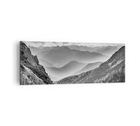 Lienzos decorativos Blanco Y Negro Paisaje Montañas Cuadro Sobre Lienzo Moderno 140x50cm Cuadros Decoracion Salon Dormitorio Cuadros Pared Imágenes Grande XXL Wall Art Prints Decor AB140x50-4560