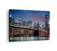 Lienzos decorativos Brooklyn puente noche nueva york ciudad Cuadro Sobre Lienzo Moderno 70x50cm Cuadros Decoracion Salon Dormitorio Cocina Cuadros Pared Imágenes Wall Art Prints Decor AA70x50-0512