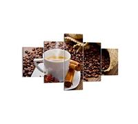 Lienzos decorativos Café negro desayuno chocolate Cuadro Sobre Lienzo Moderno 125x70cm Cuadros Decoracion Salon Dormitorio Cuadros Pared Imágenes Tríptico 5 Piezas Wall Art Prints Decor EA125x70-2152