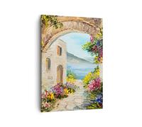 Lienzos decorativos Casa Santorini Flores Cuadro Sobre Lienzo Moderno Vertical 50x70cm Cuadros Decoracion Salon Dormitorio Cocina Cuadros Pared Imágenes Wall Art Prints Decor Canvas PA50x70-4191