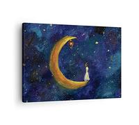 Lienzos decorativos Chica En La Luna Cuadro Sobre Lienzo Moderno 70x50cm Cuadros Decoracion Salon Dormitorio Cocina Cuadros Pared Imágenes Wall Art Prints Decor Canvas AA70x50-4575