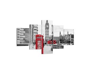 Lienzos decorativos Cobertizo Teléfono Londres Cuadro Sobre Lienzo Moderno 125x70cm Cuadros Decoracion Salon Dormitorio Cuadros Pared Imágenes Tríptico 5 Piezas Wall Art Prints Decor EA125x70-4326