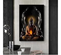Lienzos decorativos con imágenes de Buda, arte moderno en lienzo, cuadros de Buda para la pared, pósteres de budismo 80x123cm/32x48 pulgadas marco interior